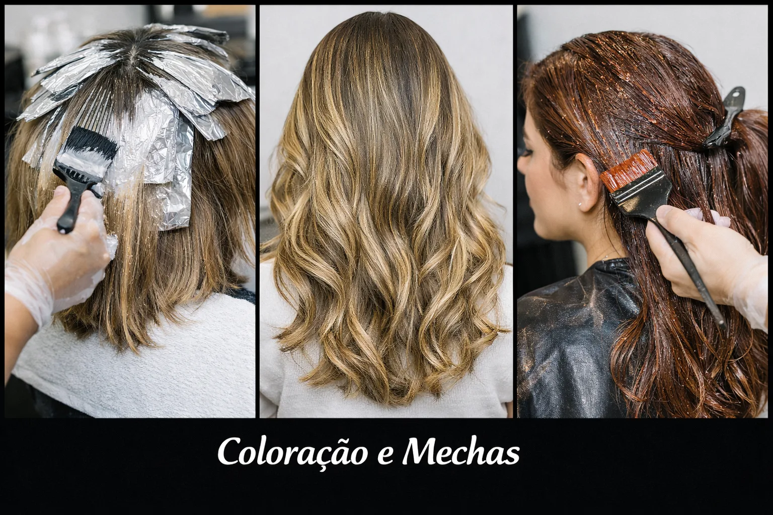 Coloração e mechas: luzes com alumínio, balayage e coloração acobreada